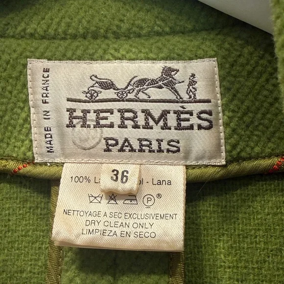 Authentic Hermes Vintage Green Wool Coat - Picture 7 of 9